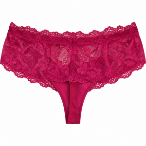 Γυναικείο String Miss Rosy βυσσινί μπορντό με floral δαντέλα στο πίσω μέρος