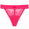 Γυναικείο String Miss Rosy φούξια με δαντέλα και διακοσμητική ροζέτα